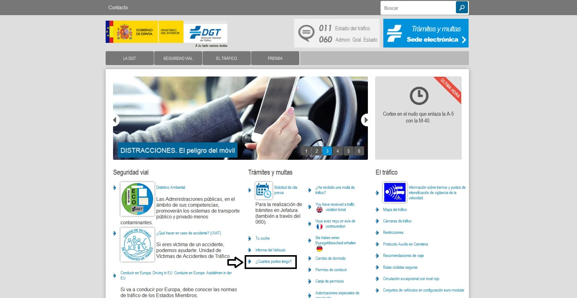 Consultar los puntos del carnet en la DGT