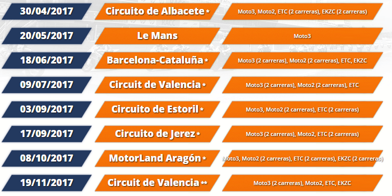 FIM CEV REPSOL calendario 2017